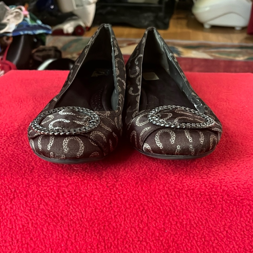 Brown Flats with Embellished Design